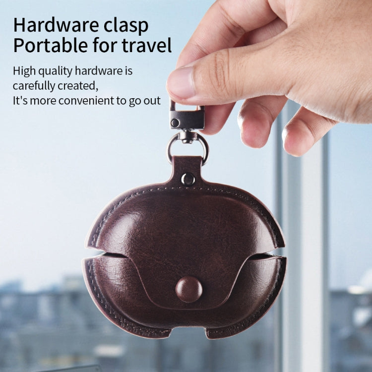 For Huawei FreeBuds Pro 2 Business Leather Earphone Protective Case with Hook(Dark Brown) - Huawei Earphone Case by PMC TechLife | Online Shopping South Africa | PMC TechLife