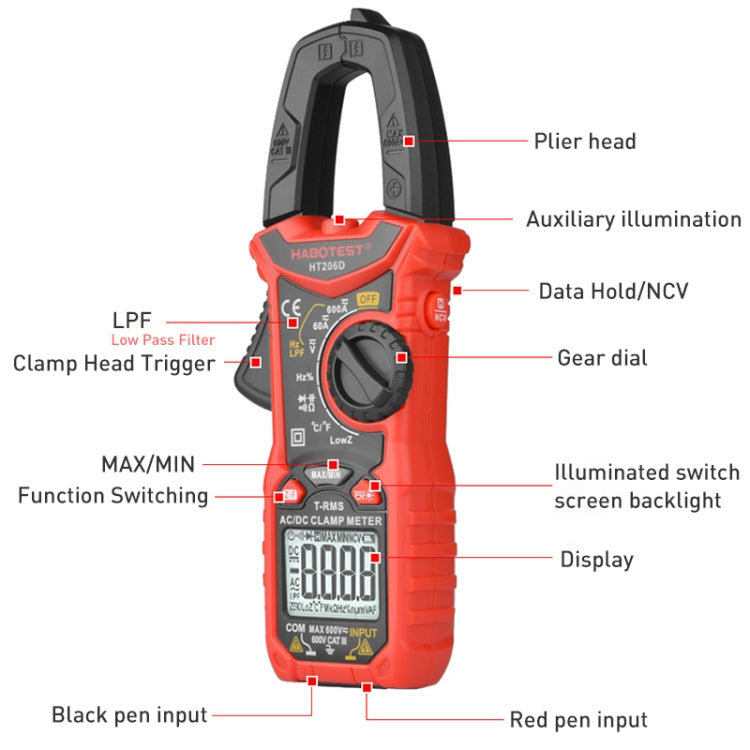 HABOTEST HT206D Clamp Type High Precision Digital Multimeter - Digital Multimeter by HABOTEST | Online Shopping South Africa | PMC Jewellery | Buy Now Pay Later Mobicred