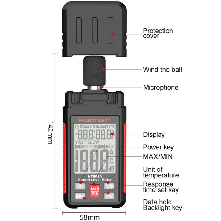 HABOTEST HT602 Multifunctional Digital Display Noise Decibel Tester - free shipping - PMC TechLife - Order now!