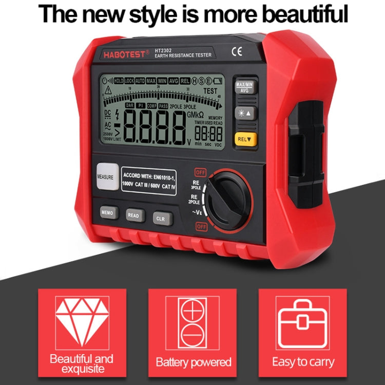 HABOTEST HT2302 Multifunctional Digital Display Grounding Resistance Tester - free shipping - PMC TechLife - Order now!