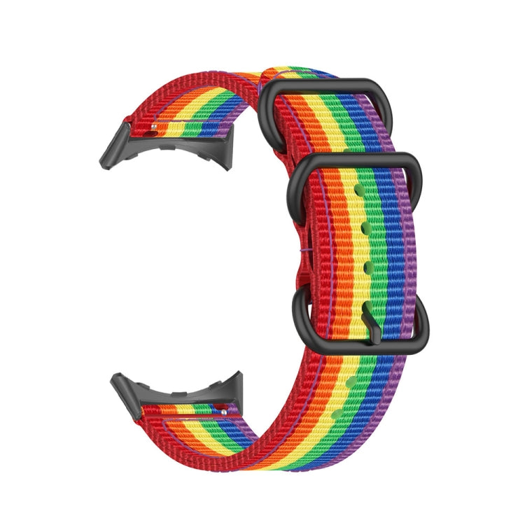 For Google Pixel Watch Three-ring Black Buckle Nylon Watch Band(Rainbow) - free shipping - PMC TechLife - Order now!