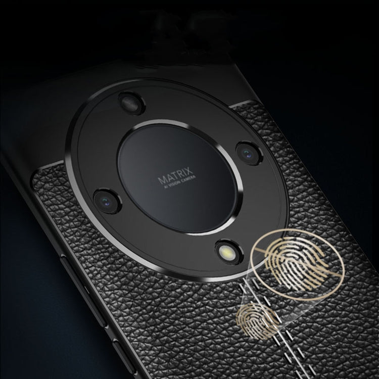 For Honor X9a Litchi Texture Shockproof TPU Phone Case(Black) - Honor Cases by PMC TechLife | Online Shopping South Africa | PMC TechLife | Buy Now Pay Later Mobicred