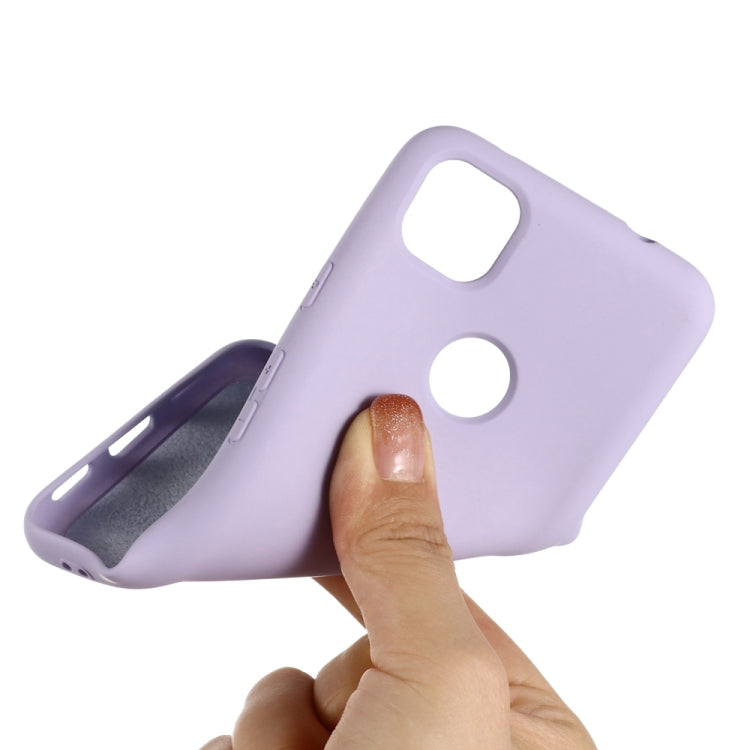 For Google Pixel 4a Pure Color Liquid Silicone Shockproof Full Coverage Case(Purple) - Google Cases by PMC Jewellery | Online Shopping South Africa | PMC Jewellery