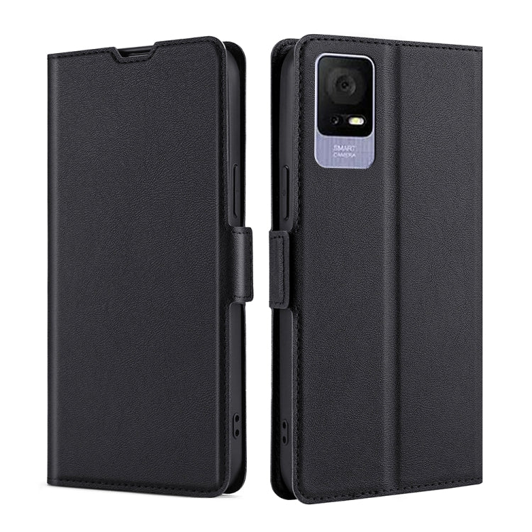 For TCL 405 / 406 / 408 Ultra-thin Voltage Side Buckle Horizontal Flip Leather Phone Case(Black) - More Brand by PMC Jewellery | Online Shopping South Africa | PMC Jewellery