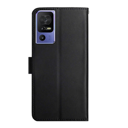 For TCL 40 SE Genuine Leather Fingerprint-proof Flip Phone Case(Black) - More Brand by PMC Jewellery | Online Shopping South Africa | PMC Jewellery