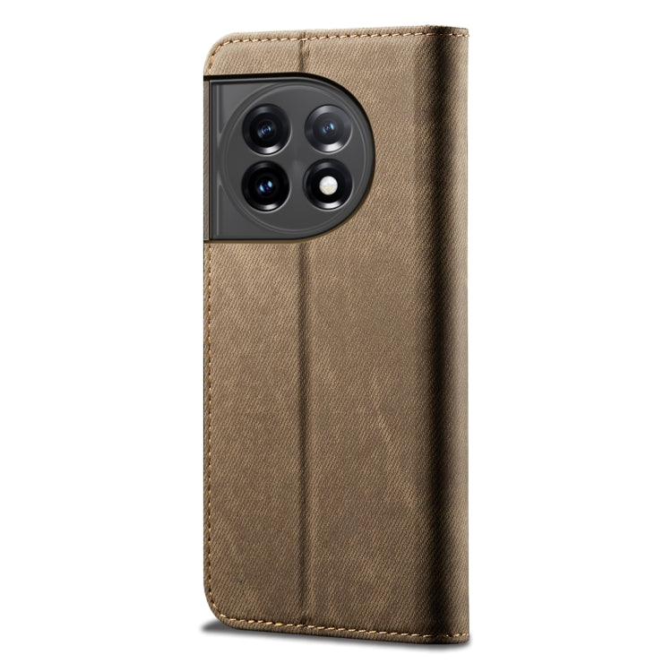 For OnePlus 11R Denim Texture Flip Leather Phone Case(Khaki) - free shipping - PMC TechLife - Order now!