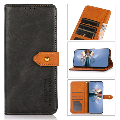 For Motorola Moto E13 4G KHAZNEH Dual-color Cowhide Texture Flip Leather Phone Case(Black) - Motorola Cases by PMC Jewellery | Online Shopping South Africa | PMC Jewellery