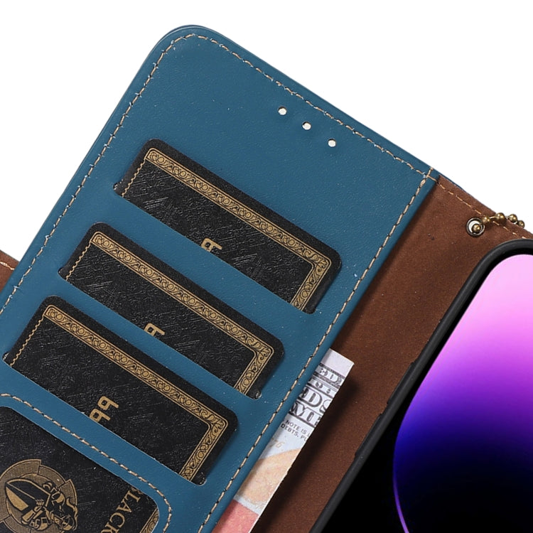 For OnePlus Nord CE 3 Lite Genuine Leather Magnetic RFID Leather Phone Case(Blue) - OnePlus Cases by PMC Jewellery | Online Shopping South Africa | PMC Jewellery