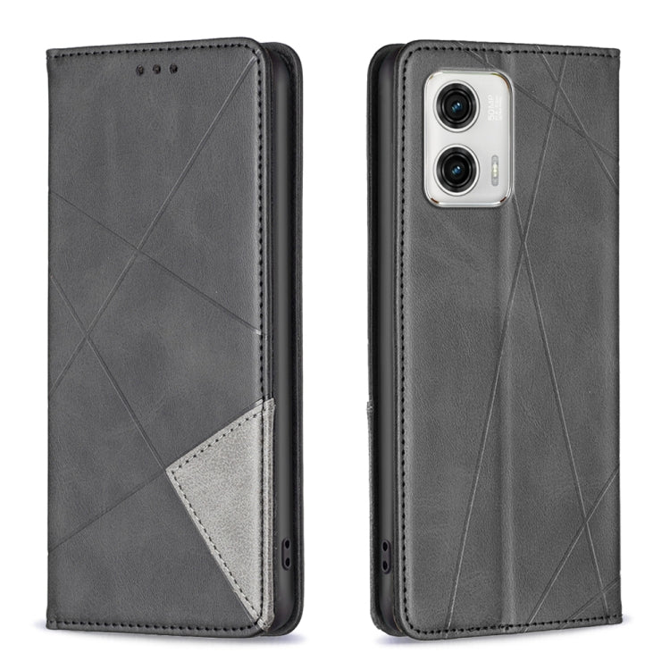 For Motorola Moto G73 5G Prismatic Invisible Magnetic Leather Phone Case(Black) - Motorola Cases by PMC Jewellery | Online Shopping South Africa | PMC Jewellery