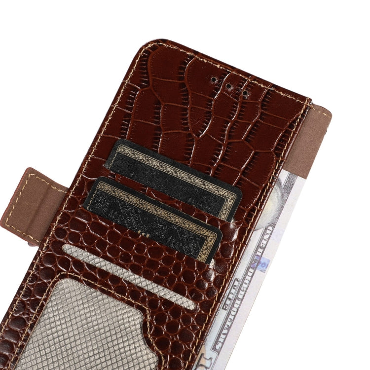 For OnePlus Nord CE 3 Lite Crocodile Top Layer Cowhide RFID Leather Phone Case(Brown) - OnePlus Cases by PMC Jewellery | Online Shopping South Africa | PMC Jewellery