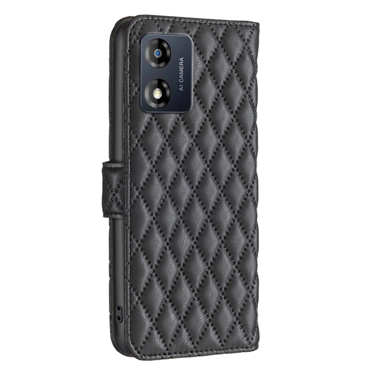 For Motorola Moto E13 4G Diamond Lattice Wallet Leather Flip Phone Case(Black) - Motorola Cases by PMC Jewellery | Online Shopping South Africa | PMC Jewellery