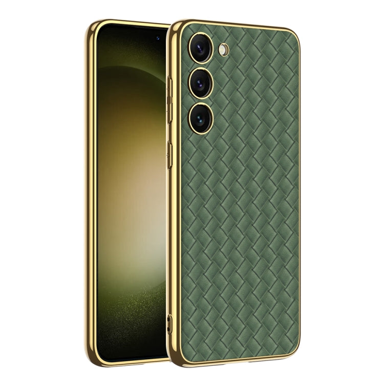 For Samsung Galaxy S23+ 5G GKK Weave Texture Electroplating PU Protective Phone Case(Green) - Galaxy S23+ 5G Cases by GKK | Online Shopping South Africa | PMC Jewellery