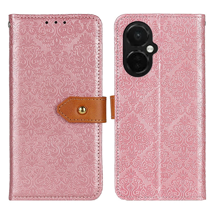 For OnePlus Nord CE 3 Lite European Floral Embossed Flip Leather Phone Case(Pink) - OnePlus Cases by PMC Jewellery | Online Shopping South Africa | PMC Jewellery