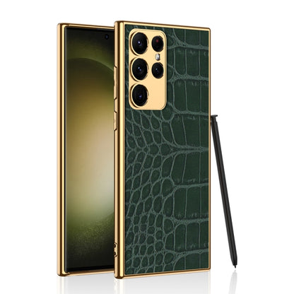 For Samsung Galaxy S23 Ultra 5G GKK Crocodile Texture Electroplating PU Protective Phone Case(Green) - Galaxy S23 Ultra 5G Cases by GKK | Online Shopping South Africa | PMC Jewellery