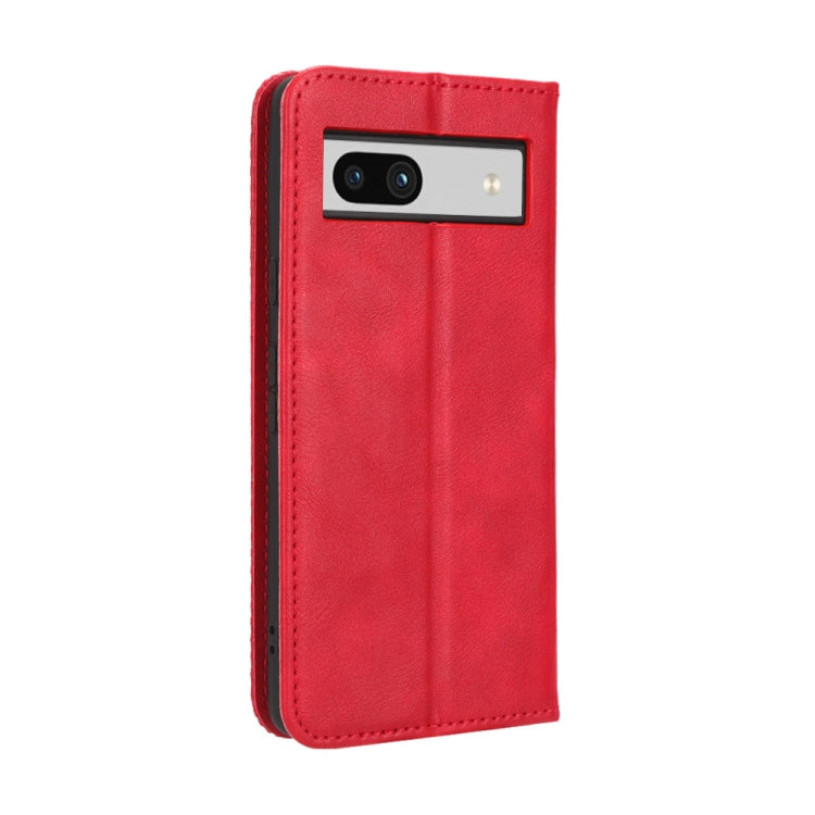 For Google Pixel 7a Magnetic Buckle Retro Texture Leather Phone Case(Red) - Google Cases by PMC Jewellery | Online Shopping South Africa | PMC Jewellery