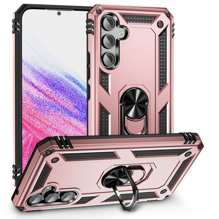For Samsung Galaxy A54 Shockproof TPU + PC Phone Case with Holder(Rose Gold) - free shipping - PMC TechLife - Order now!