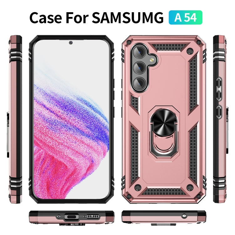 For Samsung Galaxy A54 Shockproof TPU + PC Phone Case with Holder(Rose Gold) - free shipping - PMC TechLife - Order now!
