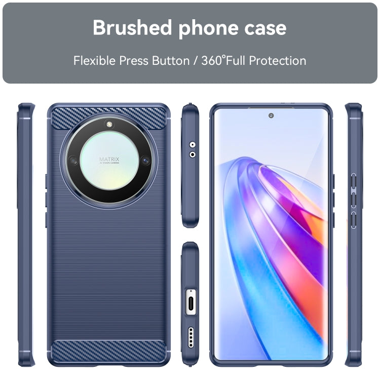 For Honor Magic5 Lite Brushed Texture Carbon Fiber TPU Phone Case(Blue) - Honor Cases by PMC Jewellery | Online Shopping South Africa | PMC Jewellery