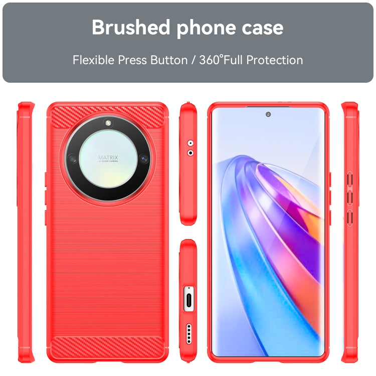 For Honor Magic5 Lite Brushed Texture Carbon Fiber TPU Phone Case(Red) - Honor Cases by PMC Jewellery | Online Shopping South Africa | PMC Jewellery