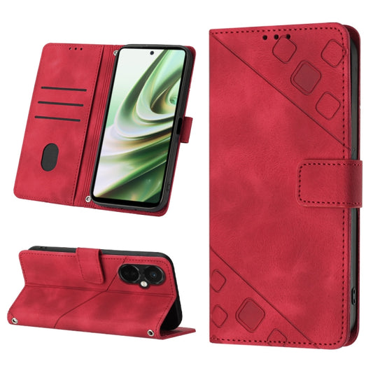 For OnePlus Nord CE 3 5G Skin-feel Embossed Leather Phone Case(Red) - OnePlus Cases by PMC Jewellery | Online Shopping South Africa | PMC Jewellery