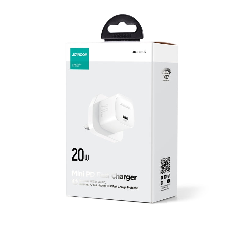 JOYROOM JR-TCF02 PD Type-C 20W Mini Charger, Plug:UK Plug(White) - USB Charger by JOYROOM | Online Shopping South Africa | PMC Jewellery | Buy Now Pay Later Mobicred