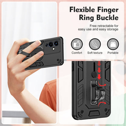 For Infinix Note 12 G96 Variety Brave Armor Finger Loop Holder Phone Case(Black) - Infinix Cases by PMC Jewellery | Online Shopping South Africa | PMC Jewellery