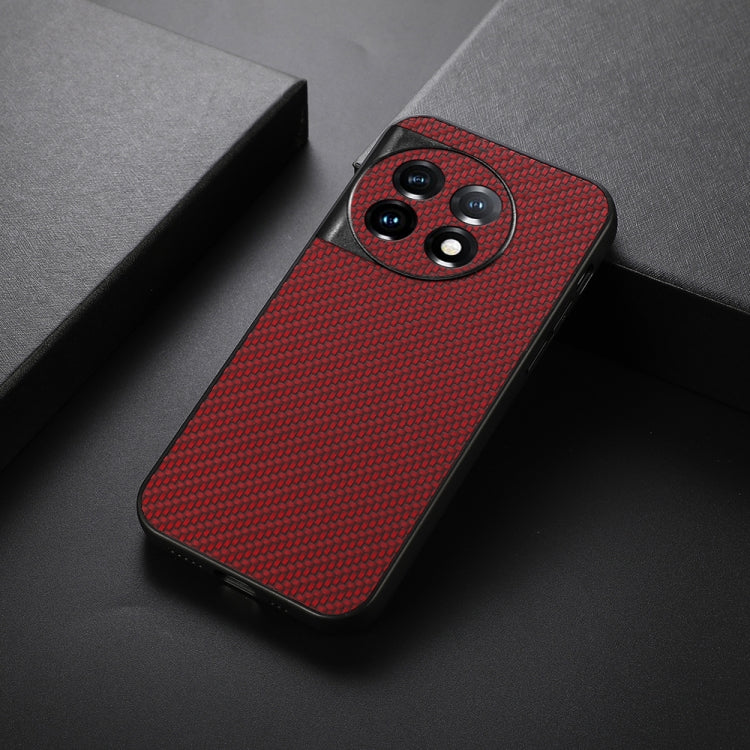 For OnePlus Ace 2 / 11R Accurate Hole Carbon Fiber Texture PU Phone Case(Red) - OnePlus Cases by PMC Jewellery | Online Shopping South Africa | PMC Jewellery