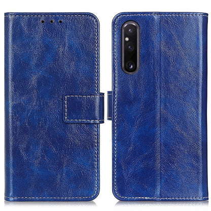 For Sony Xperia 1 V Retro Crazy Horse Texture Horizontal Flip Leather Phone Case(Blue) - Sony Cases by PMC Jewellery | Online Shopping South Africa | PMC Jewellery