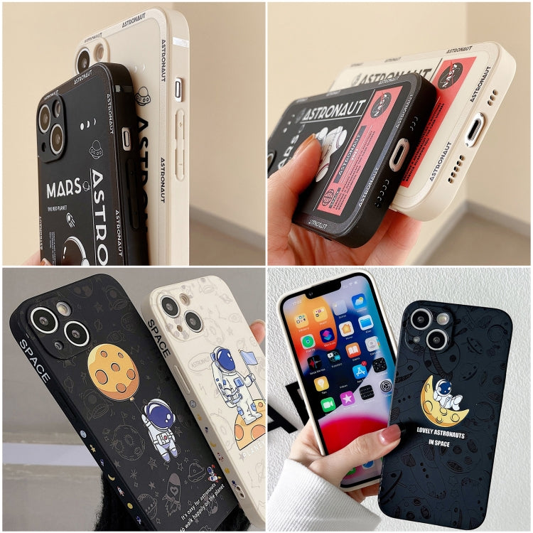 For iPhone 11 Pro Max Astronaut Pattern Silicone Straight Edge Phone Case(Planet Landing-Black) - free shipping - PMC TechLife - Order now!