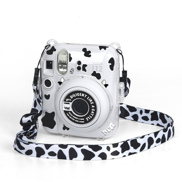 For FUJIFILM instax mini 12 Crystal Hard Acrylic Camera Case with Shoulder Strap(DIY Milk Cow) - Protective Case by PMC TechLife | Online Shopping South Africa | PMC TechLife