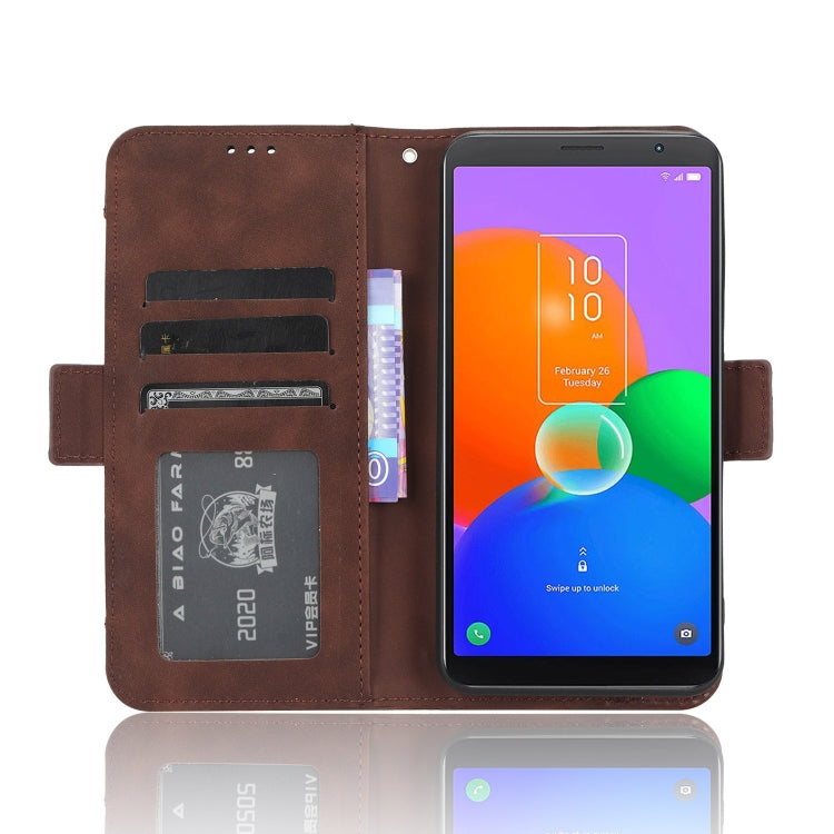 For TCL 403 Skin Feel Calf Texture Card Slots Leather Phone Case(Brown) - More Brand by PMC Jewellery | Online Shopping South Africa | PMC Jewellery