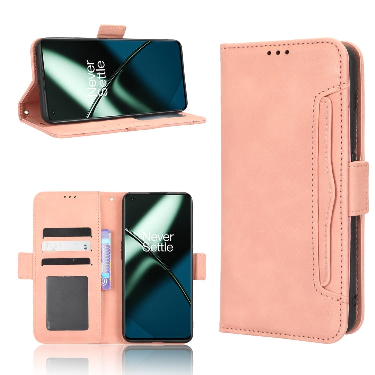 For OnePlus 11R / Ace 2 Skin Feel Calf Texture Card Slots Leather Phone Case(Pink) - OnePlus Cases by PMC Jewellery | Online Shopping South Africa | PMC Jewellery