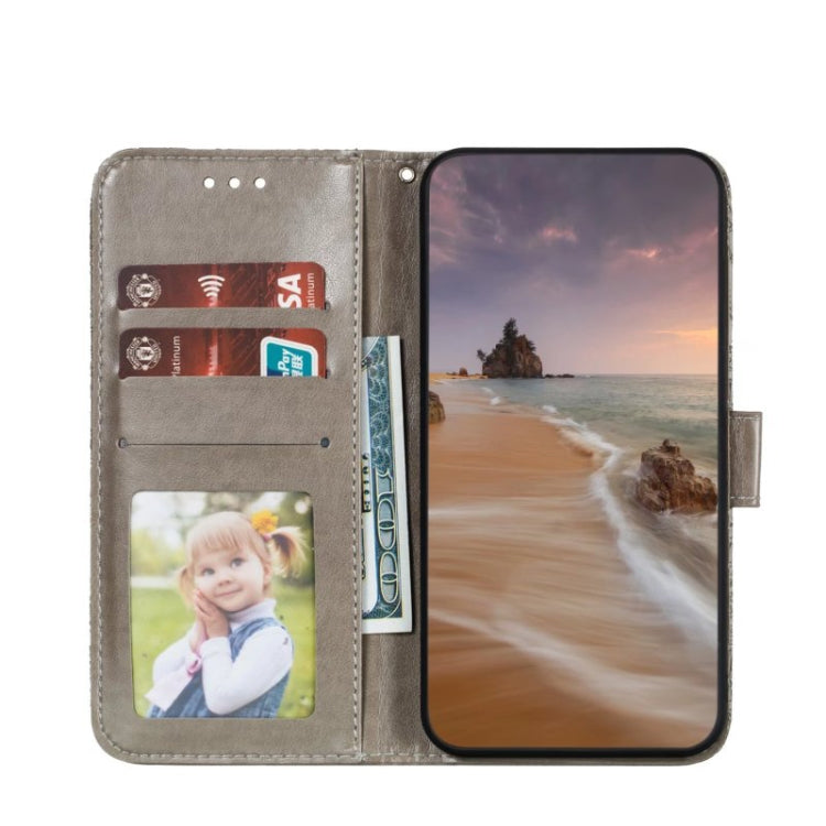 For Samsung Galaxy A24 5G Lace Flower Embossing Flip Leather Phone Case(Grey) - Galaxy Phone Cases by PMC TechLife | Online Shopping South Africa | PMC TechLife | Buy Now Pay Later Mobicred