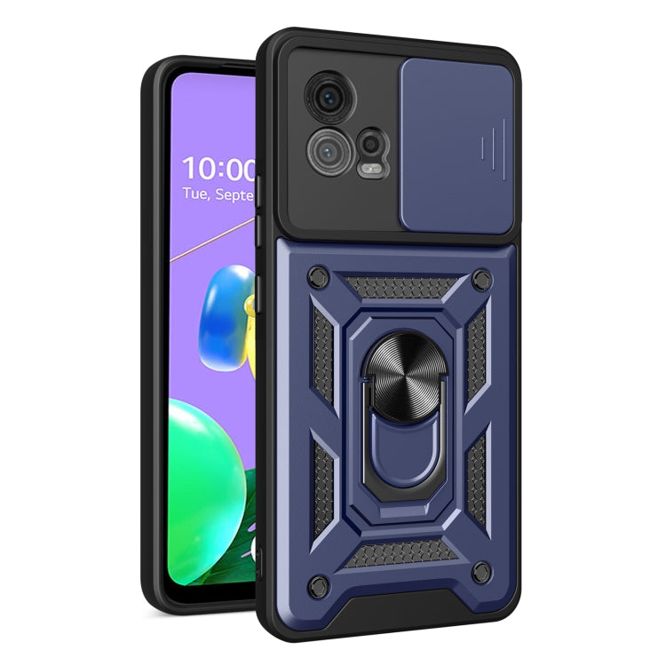 For Motorola Moto G72 Sliding Camera Cover Design TPU+PC Phone Case(Blue) - Motorola Cases by PMC Jewellery | Online Shopping South Africa | PMC Jewellery