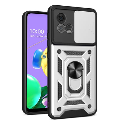 For Motorola Moto G72 Sliding Camera Cover Design TPU+PC Phone Case(Silver) - Motorola Cases by PMC Jewellery | Online Shopping South Africa | PMC Jewellery