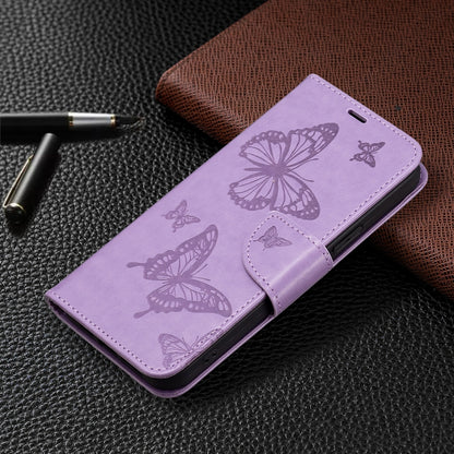 For Xiaomi Redmi Note 12 4G Global Two Butterflies Embossing Leather Phone Case(Purple) - Note 12 Cases by PMC Jewellery | Online Shopping South Africa | PMC Jewellery