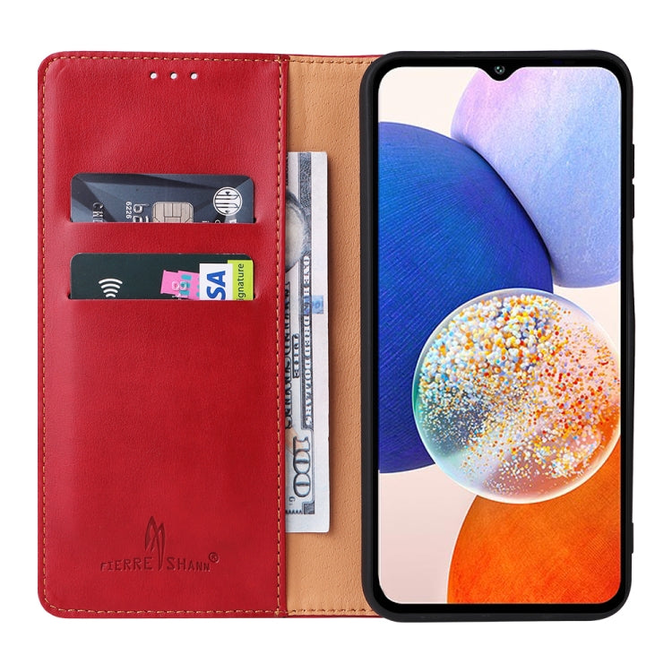 For Samsung Galaxy A14 5G Fierre Shann PU Genuine Leather Texture Leather Phone Case(Red) - free shipping - PMC TechLife - Order now!