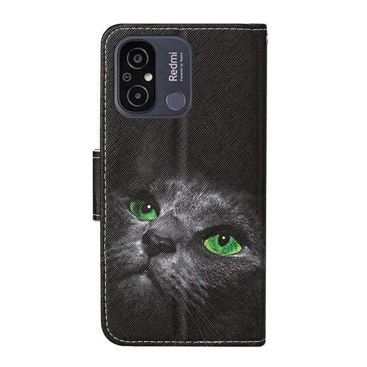 For Xiaomi Redmi 12C Colored Drawing Pattern Flip Leather Phone Case(Black Cat) - Xiaomi Cases by PMC Jewellery | Online Shopping South Africa | PMC Jewellery