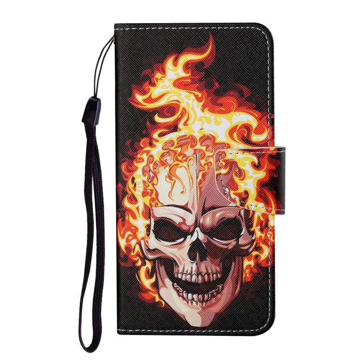 For Xiaomi Redmi 12C Colored Drawing Pattern Flip Leather Phone Case(Flame Skull) - Xiaomi Cases by PMC Jewellery | Online Shopping South Africa | PMC Jewellery