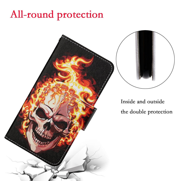 For Xiaomi Redmi 12C Colored Drawing Pattern Flip Leather Phone Case(Flame Skull) - Xiaomi Cases by PMC Jewellery | Online Shopping South Africa | PMC Jewellery