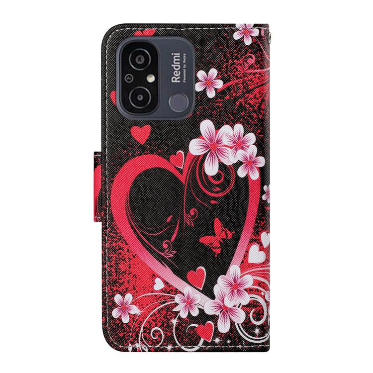 For Xiaomi Redmi 12C Colored Drawing Pattern Flip Leather Phone Case(Red Heart) - Xiaomi Cases by PMC Jewellery | Online Shopping South Africa | PMC Jewellery