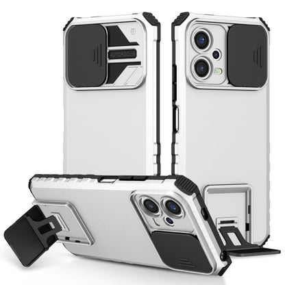 For Xiaomi Redmi Note 12 5G / Poco X5 Stereoscopic Holder Sliding Camshield Phone Case(White) - Note 12 Cases by PMC Jewellery | Online Shopping South Africa | PMC Jewellery