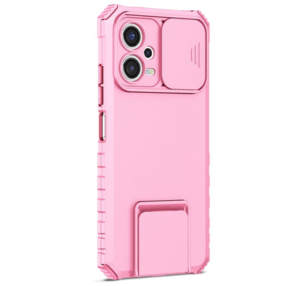 For Xiaomi Redmi Note 12 5G / Poco X5 Stereoscopic Holder Sliding Camshield Phone Case(Pink) - Note 12 Cases by PMC Jewellery | Online Shopping South Africa | PMC Jewellery