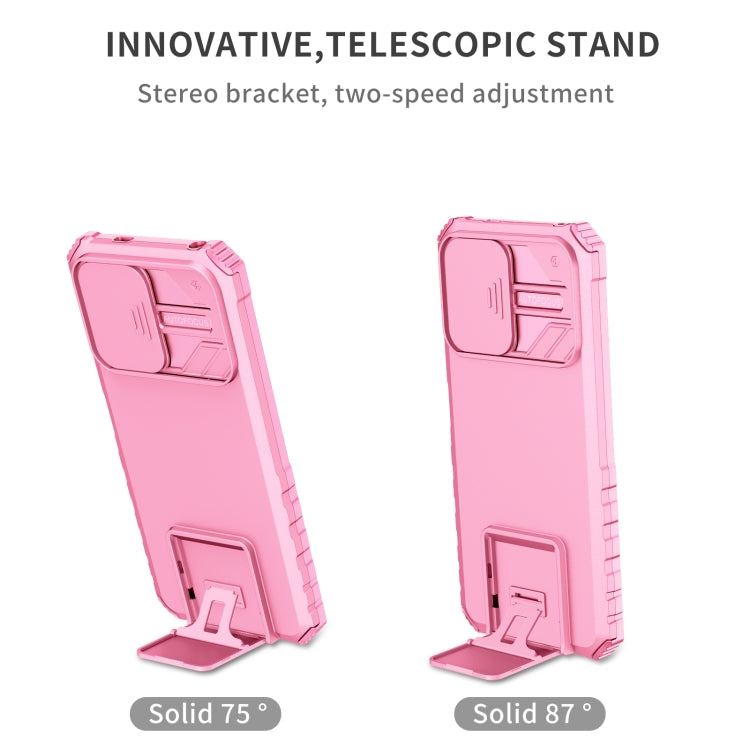 For Xiaomi Redmi Note 12 5G / Poco X5 Stereoscopic Holder Sliding Camshield Phone Case(Pink) - Note 12 Cases by PMC Jewellery | Online Shopping South Africa | PMC Jewellery