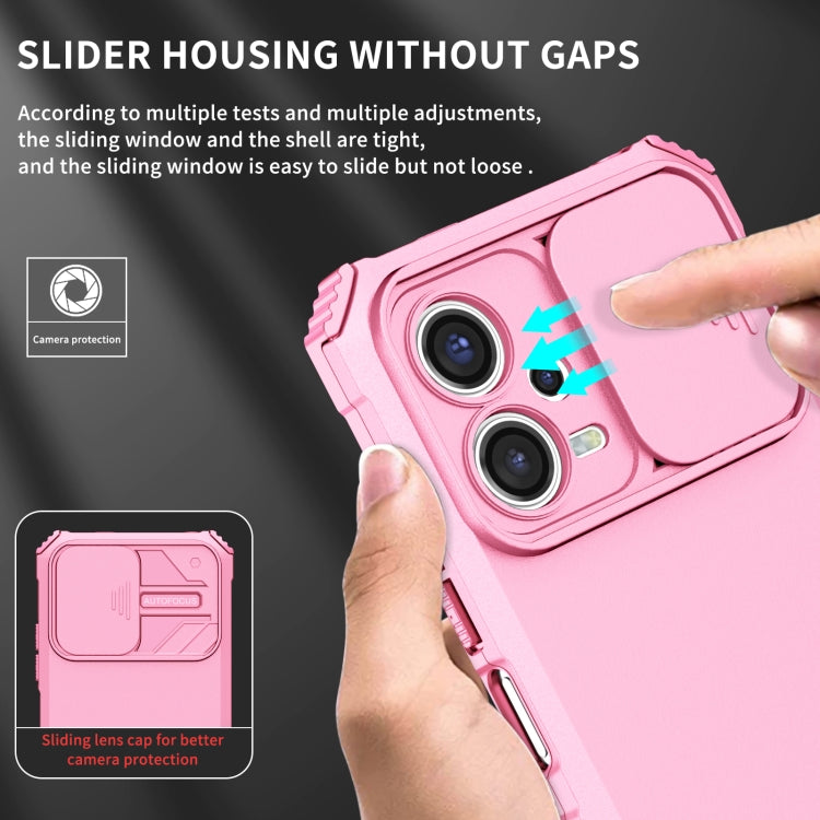 For Xiaomi Redmi Note 12 5G / Poco X5 Stereoscopic Holder Sliding Camshield Phone Case(Pink) - Note 12 Cases by PMC Jewellery | Online Shopping South Africa | PMC Jewellery