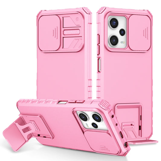 For Xiaomi Redmi Note 12 Pro 5G / Poco X5 Pro Stereoscopic Holder Sliding Camshield Phone Case(Pink) - Note 12 Pro Cases by PMC Jewellery | Online Shopping South Africa | PMC Jewellery