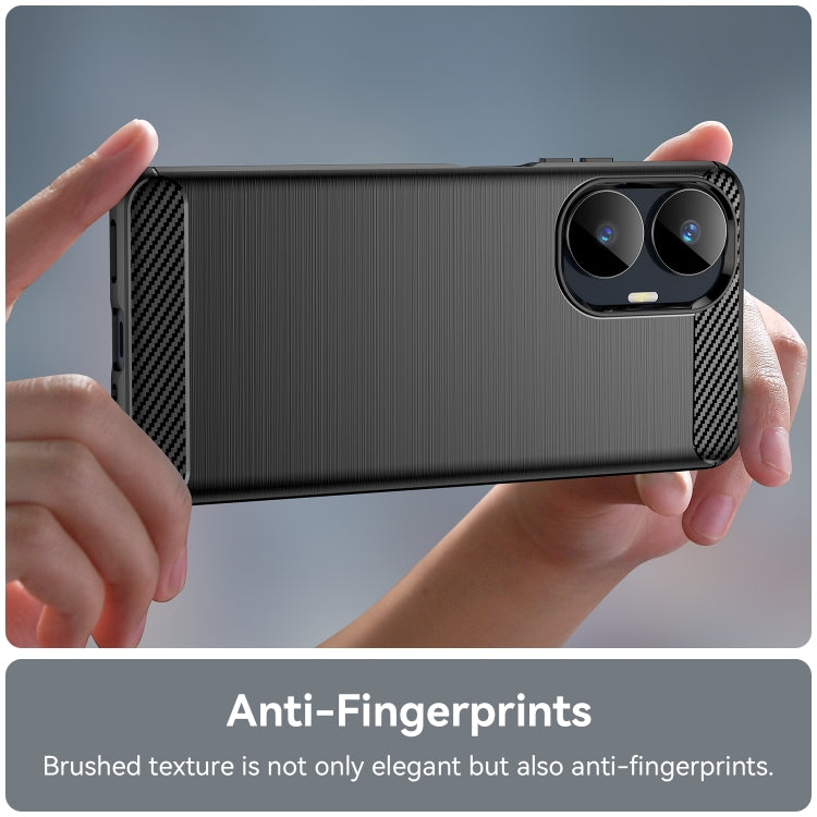 For Realme C55 Brushed Texture Carbon Fiber TPU Phone Case(Black) - Realme Cases by PMC TechLife | Online Shopping South Africa | PMC TechLife | Buy Now Pay Later Mobicred
