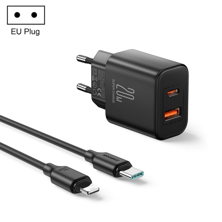 J0YROOM TCF05 20W USB+USB-C/Type-C Dual Interface Fast Charger Set, Specification:EU Plug(Black) - USB Charger by JOYROOM | Online Shopping South Africa | PMC Jewellery