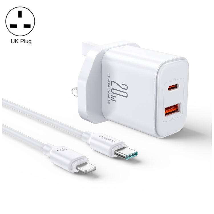 J0YROOM TCF05 20W USB+USB-C/Type-C Dual Interface Fast Charger Set, Specification:UK Plug(White) - USB Charger by JOYROOM | Online Shopping South Africa | PMC Jewellery