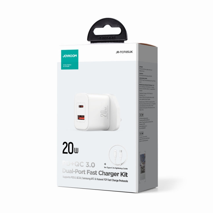 J0YROOM TCF05 20W USB+USB-C/Type-C Dual Interface Fast Charger Set, Specification:UK Plug(White) - USB Charger by JOYROOM | Online Shopping South Africa | PMC Jewellery